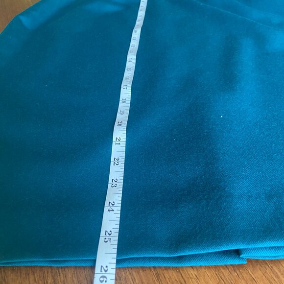 Vintage Teal Skirt with Leather-look accents - Size 8 - Office, Career, Work - Picture 8 of 13